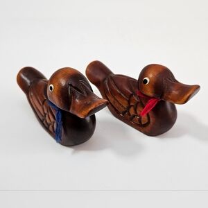 Vintage Wedding Ducks Hand Carved and Stained Pair Wedding Gift